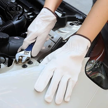 Leather Work Gloves, Gardening Gloves for Women and Men, Soft and Thin Goatskin Garden Gloves for Outdoor Yard Garden, XL