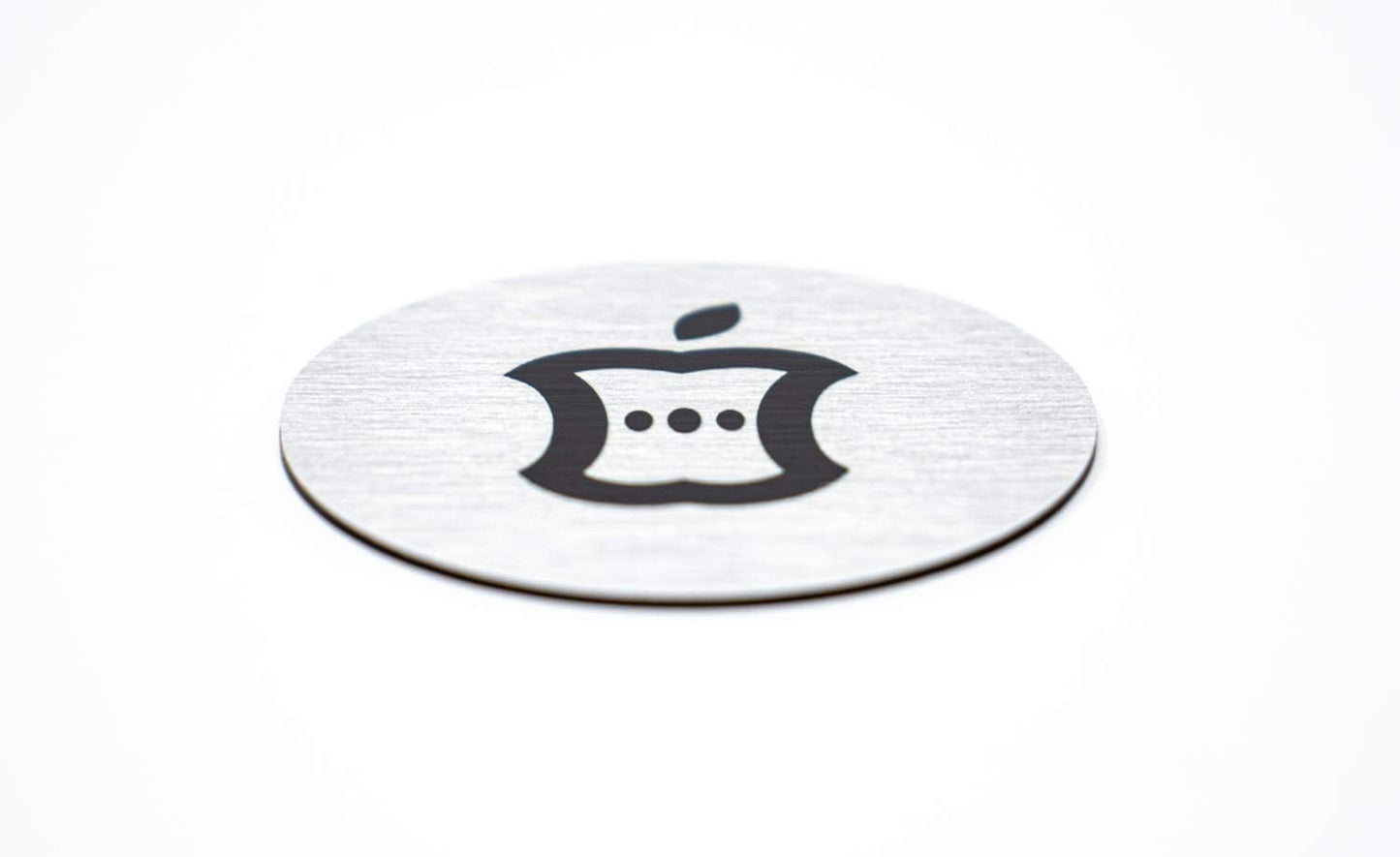 Metal Compost Sign | 2” Round, Compost Bin Label for Waste Basket | Brushed Silver Aluminum with Black Compost Symbol | Environment Signs | Ready to Hang