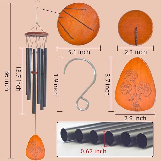 Moms Wind Chimes, Gifts for Mom, Thanksgiving Christmas Mother's Day Best Gift for Mom, Mother Birthday Gift from Daughter Son, Love Reminder Gifts