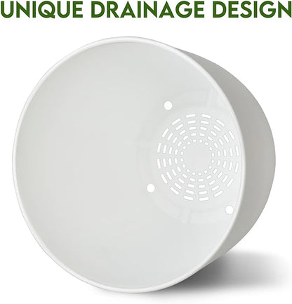 Plant Pots 8 Inch Set of 2, Flower Pots with Multi Mesh Drainage Holes, Planters for Indoor Outdoor Garden Plants and Flowers (White)