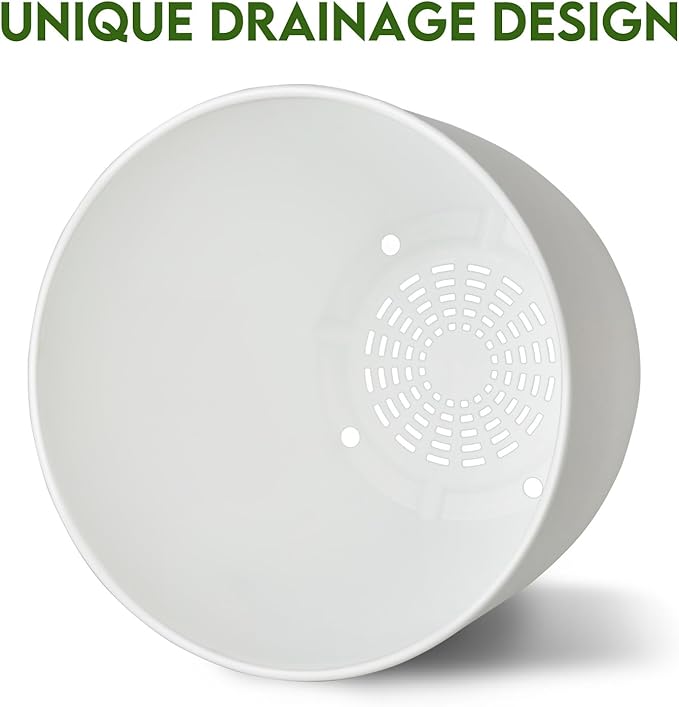 Plant Pots 8 Inch Set of 4, Flower Pots with Multi Mesh Drainage Holes, Planters for Indoor Outdoor Garden Plants and Flowers