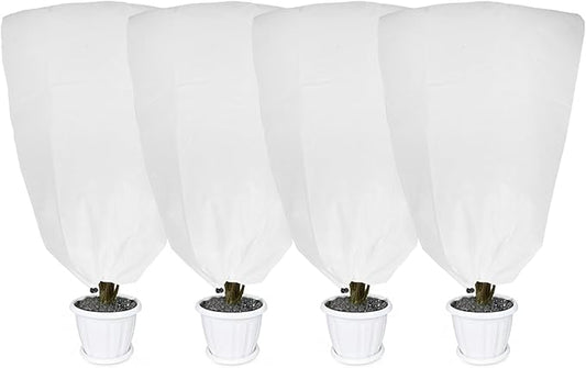 4 Pack Plant Covers Freeze Protection for Winter, 47.2"×31.5" Frost Cloths for Outdoor Plants Cold Weather Blankets with Drawstrings