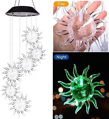 Sun Flower Solar Wind Chimes,gradening Gift for All Father,Stepdad,Grandpa,Husband,mom,Grandma,Women,Aunt,Daughter,Nana,Sister, Birthday Day,Perfect for Patio Solar Light Yard Decor for Christmas