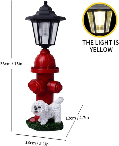 Solar Garden Outdoor Decor Funny Teddy & Fire Hydrant Statue with Lights, Outside - Charming Outdoor Decorations for Patio Yard Lawn Walkway Ornaments Ideal Gifts for Nature Enthusiasts