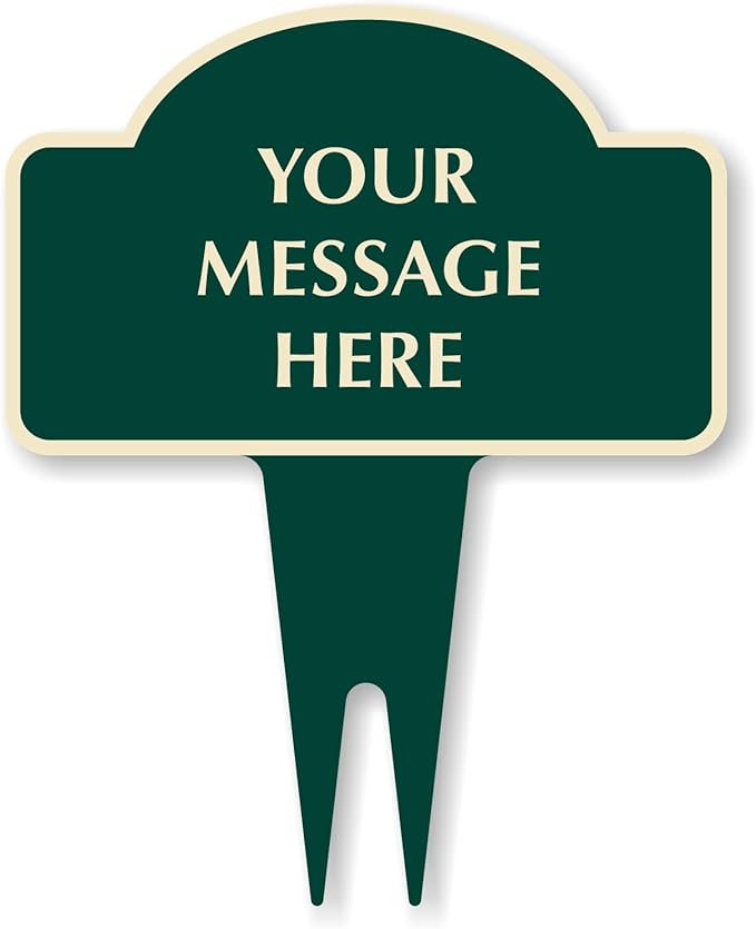 SmartSign Custom Designer Yard Stake Sign - Add Your Message, 12"x15", Vintage Dome-Top, 120 mil Aluminum Composite Sign w/Overcoat for Outside, Integrated Ground Stakes, Reflective Option, USA-Made