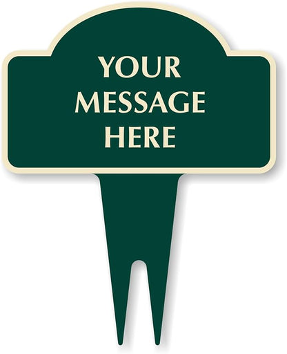 SmartSign Custom Designer Yard Stake Sign - Add Your Message, 12"x15", Vintage Dome-Top, 120 mil Aluminum Composite Sign w/Overcoat for Outside, Integrated Ground Stakes, Reflective Option, USA-Made