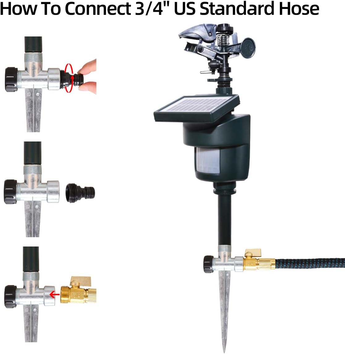 Motion Activated Sprinkler with Solar Panels Deter Animal Cat, Birds, Dogs Repellent Outdoor Lawn Motion Sensor Water Sprinkler for Garden