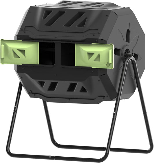 SQUEEZE master Compost Bin 43 Gallon Outdoor Tumbler composters Garden Tumbling or Rotating Compost Green Door