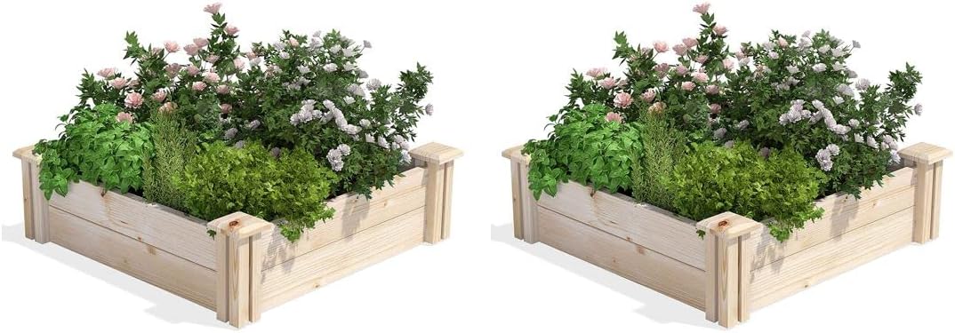 Greenes Fence Original Pine Raised Garden Bed, 2' x 2' x 7" (2-Pack) - Made in USA with American Pine