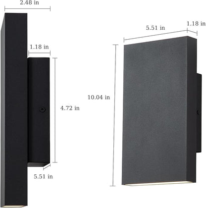 Modern Outdoor Wall Light Black Up and Down Lights Outdoor 10" LED Exterior Lighting Fixtures for House, Porch Outside Lights for Entryway Front Door Patio Garage (10W, 3000K/4500K/6000K)