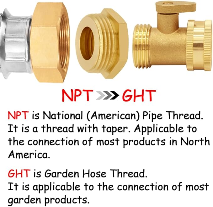 Brass Garden Hose Bushing 3/4"GHT Female to 1"NPT Male Thread Reducer Adapter Water Hose Nipple Reducing Convert Pipe Fittings Connector