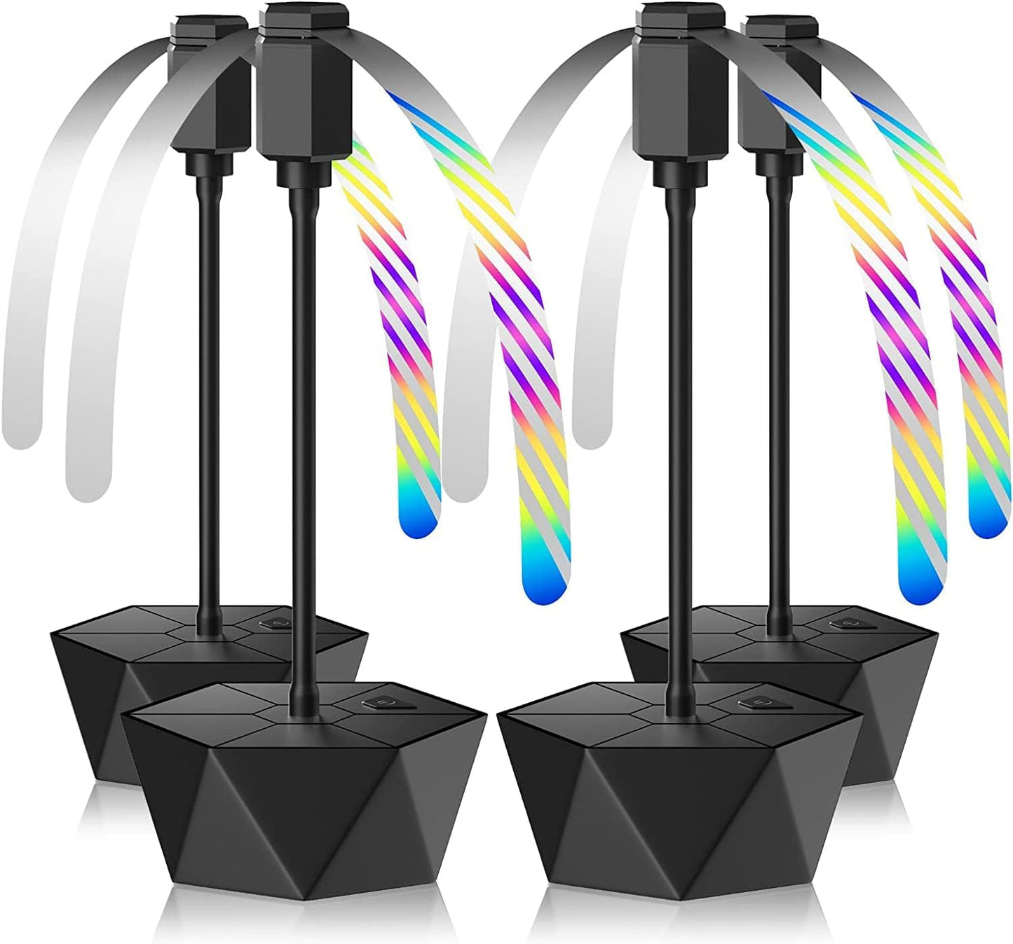 Grete Gotye 4-PC Table Food Fans, Flexible Goose-Neck Blades, Portable Battery Powered Fan for Home, Restaurant, Party, Picnic (Jet Black)