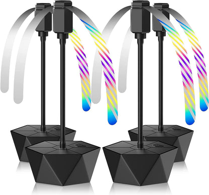 Grete Gotye 4-PC Table Food Fans, Flexible Goose-Neck Blades, Portable Battery Powered Fan for Home, Restaurant, Party, Picnic (Jet Black)