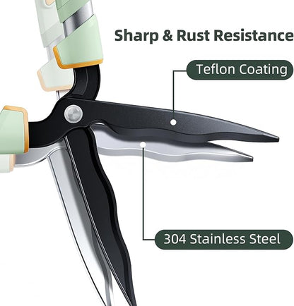 PrunePro Hedge Shears 27"-35" Extendable Handle Trimmer Clippers with Wavy Sharp Stainless Steel Blade Garden Shears Bush Cutters