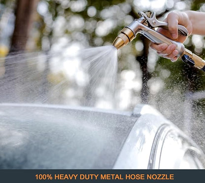 ESOW Garden Hose Nozzle, 100% Heavy Duty Metal Spray Gun with Full Brass Nozzle, 4 Watering Patterns Watering Nozzle- High Pressure Rear Trigger Design for Watering Plants, Car Wash and Showering Dog