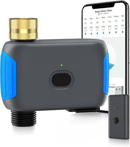 WiFi Sprinkler Timer, Smart Bluetooth Hose Timer, Programmable Automatic Irrigation System with Remote APP, Compatible with Alexa Google, Watering for Outdoor Garden Yard Lawn, 1 Outlet