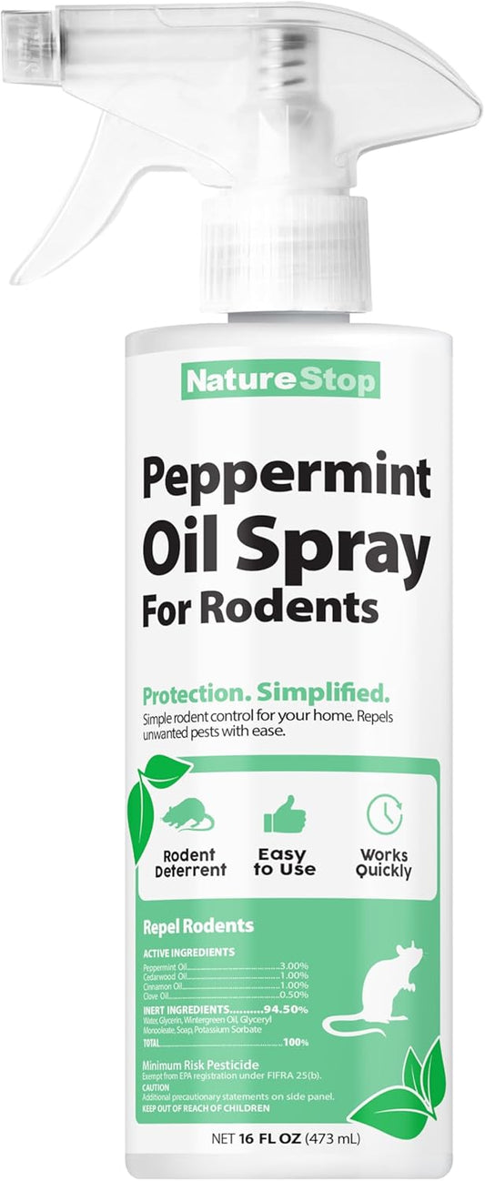 Peppermint Oil Spray for Rodents, Repellent for Indoor & Outdoor Use, 16 oz (475mL)