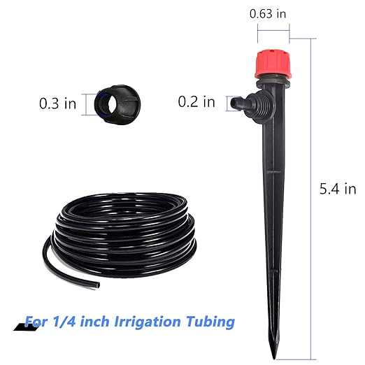 Drip Irrigation Emitters with Lock, Adjustable 360 Degree Water Flow Irrigation Drippers for 1/4" Drip Irrigation Tubing, Micro Spray Drip System Parts for Garden Irrigation System 100Pcs
