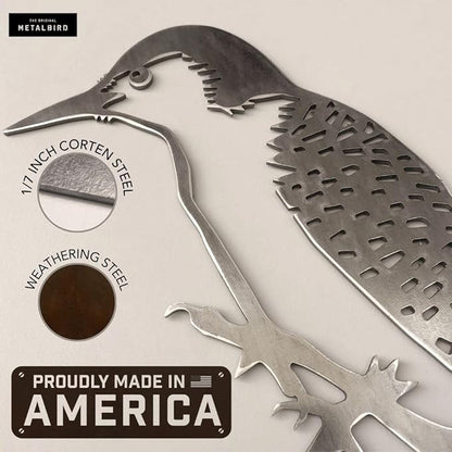 METALBIRD - Woodpecker - Outdoor Tree Ornaments in Corten Steel - Metal Art Proudly Made in The USA