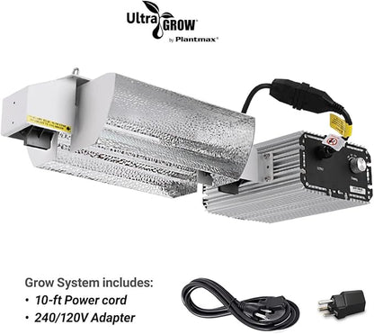 UltraGrow – Classic 1000W DE Double Ended HID Grow Light System with HID Bulb, Dimmable Ballast for Indoor Growing (Classic Open Reflector & MH)