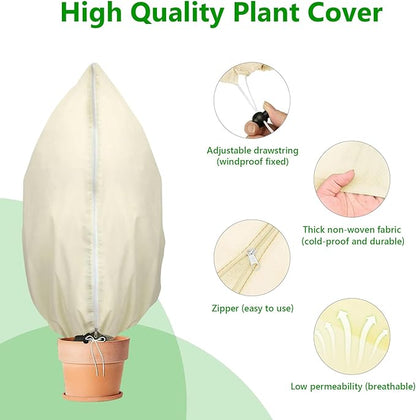 Plant Covers Freeze Protection, 4 Pack Round Frost Blankets for Outdoor Plants (32"x48") – Winter Plant Covers, 2.4oz/yd² Frost Cloth Plant Protection for Trees, Shrubs & Potted Plants