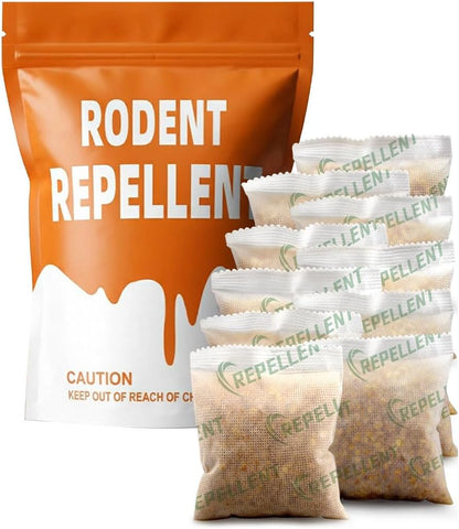 Rodent Repellent Pouches, Rodent Repellent for Car Engines, Mice Repellent Indoor, Natural Peppermint Mouse Repellent, Get Rid of Rodent/Rat & Mice, Safe for Children and Pets - 10P