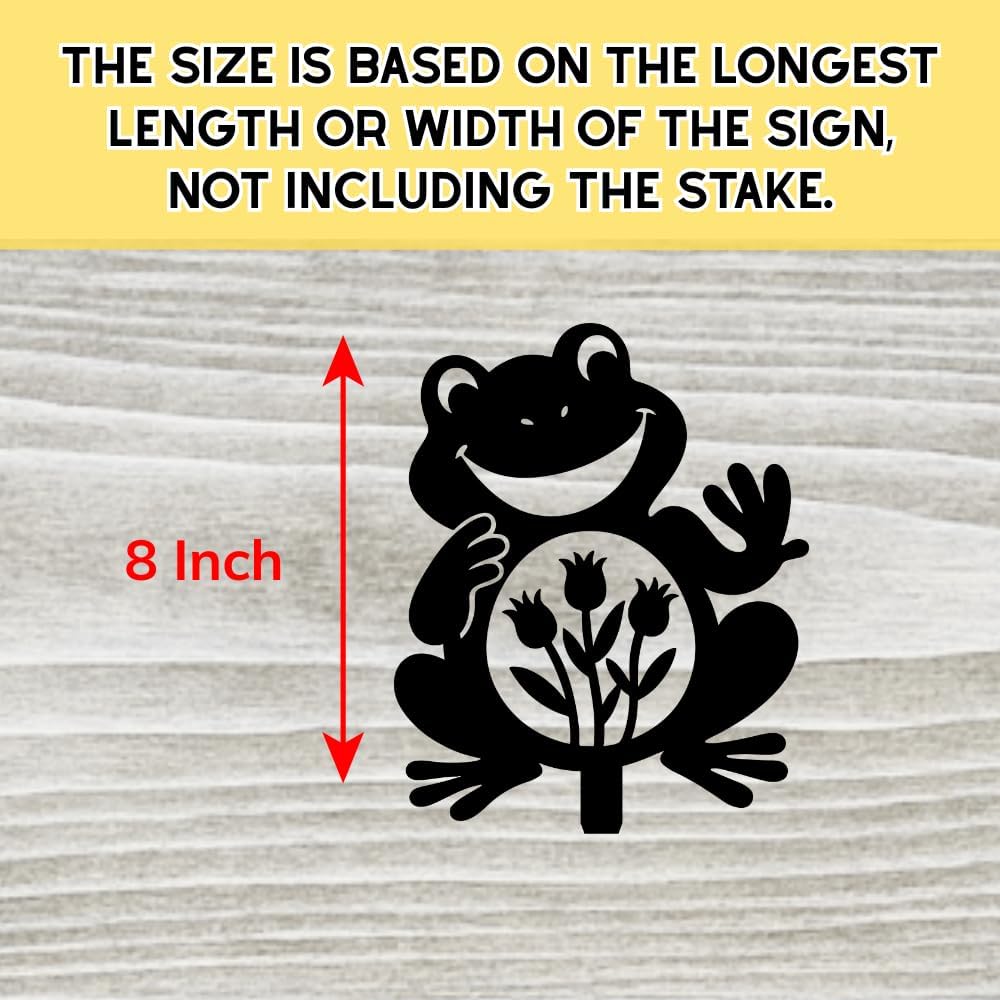 Personalized Frog Metal Garden Markers, Custom Frogs Gardening Stakes, Decorative Outdoor Yard Sign, Art Decor Gifts for Animal Lovers, Grandmother, Grandfather, Mom, Dad