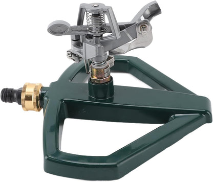 Sprinklers for Yard, 360 Degree Roating Automatic Lawn Sprinkler Heavy Duty Metal Pulsating Nozzle with Metal Base for Large Area Lawn Yard Garden (Silver)