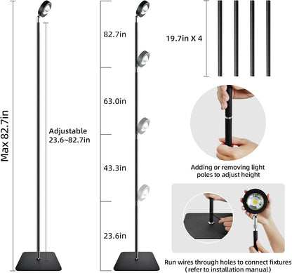 20W Full Spectrum Grow Light, 3000LM High-CRI COB LED Floor Lamp with 6/8/12H Timer, Adjustable Height (28"-83") & Angle, Grow Lights for Indoor Plants, Succulents & Flowers (warm white 4000K)