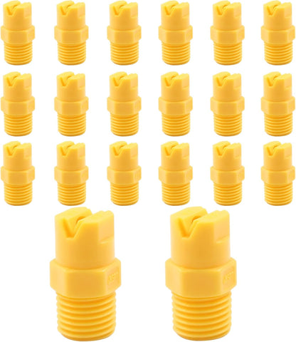 20Pcs 1/4" NPT Male Thread Flat Fan Sprayer Tip 80 Degree Yellow Nozzle Sprayer Nozzle for Industrial Agricultural Equipment Irrigation Cooling