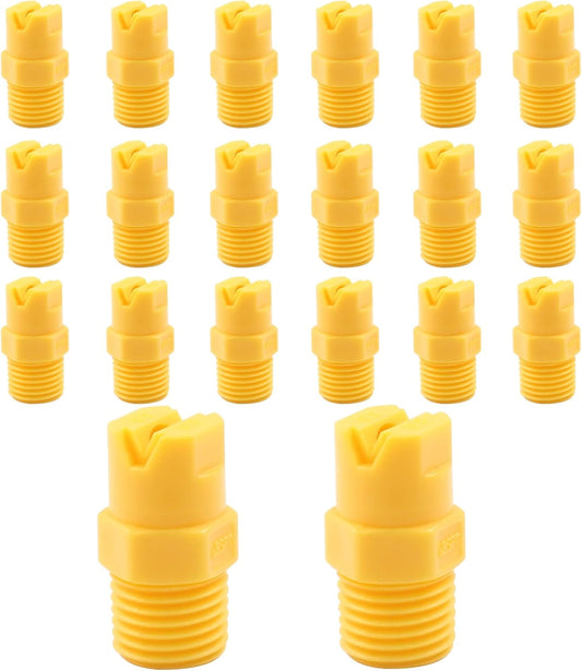 20Pcs 1/4" NPT Male Thread Flat Fan Sprayer Tip 80 Degree Yellow Nozzle Sprayer Nozzle for Industrial Agricultural Equipment Irrigation Cooling