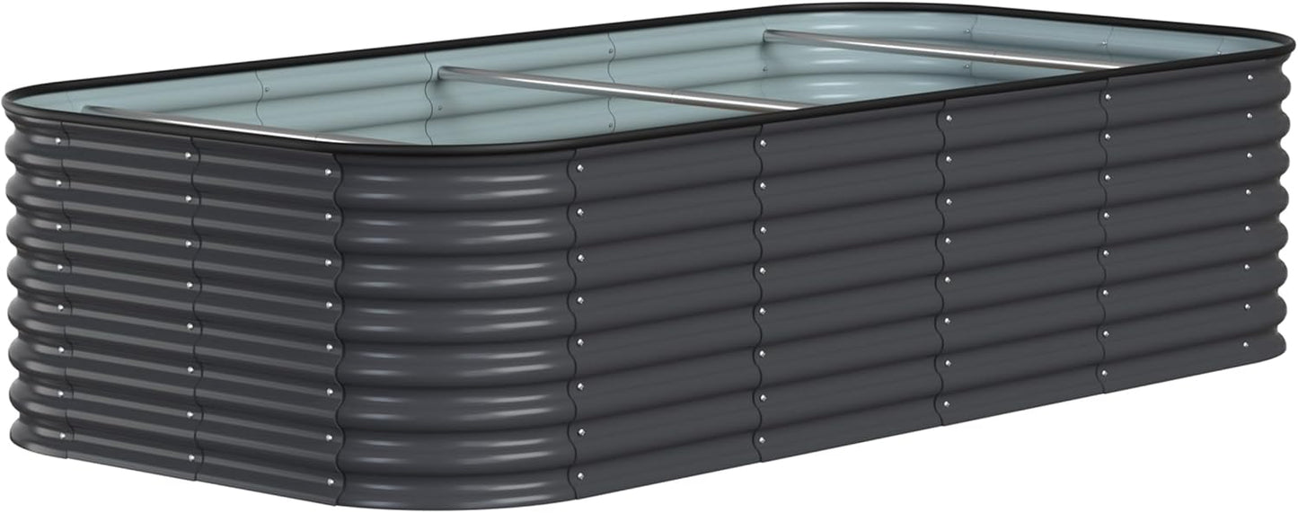 MUPATER 24''H Raised Garden Bed, 8x4FT Galvanized Raised Garden Bed W/ 3 Aluminum Support Rods, Mutli in 1 Modular Raised Planter Box Outdoor for Vegetables, Plants, Grey
