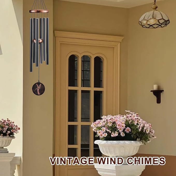 Wind Chimes for Outside, Vintage Angel Deep Tone Wind Chime Outdoor Clearance, Memorial/Festivals/Birthday Gift for Mom Dad Women Grandma, Home Garden Patio Decor (32" Angel)