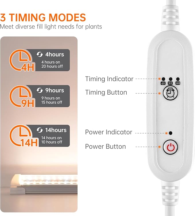 Bstrip T8 Grow Light, 1.4FT 36W (2 x 18W) Plant Lights for Indoor Growing with Timer, Full Spectrum with 660nm Red LEDs, 3467K, Ideal for Indoor Plants, Greenhouse, Seeding, Linkable Design, 2-Pack