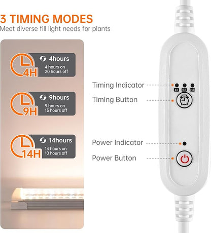Bstrip T8 Grow Light, 1.4FT 36W (2 x 18W) Plant Lights for Indoor Growing with Timer, Full Spectrum with 660nm Red LEDs, 3467K, Ideal for Indoor Plants, Greenhouse, Seeding, Linkable Design, 2-Pack