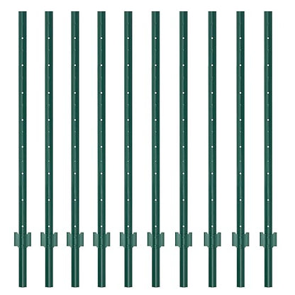 Metal Fence Post 5feet, Heavy Duty Garden Fence Post for Holding Wire Fence, Sign U Post Pack of 10 Sturdy Outdoor No Dig Fence Post for Garden Yard – Green