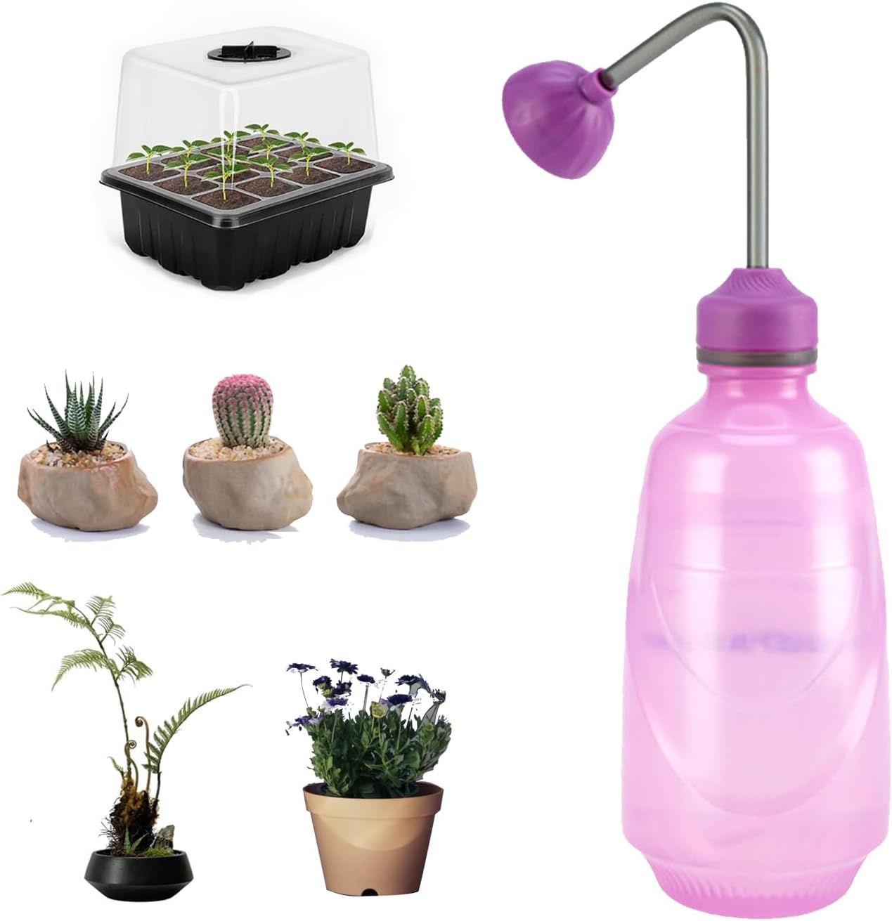 Watering Can,Squeeze Bottles Succulent,Squirt Irrigation Bottle Squeeze Sprinkling Can Plastic Wash Plant Bottle House Plant Garden Flower 0.45L (Pink)