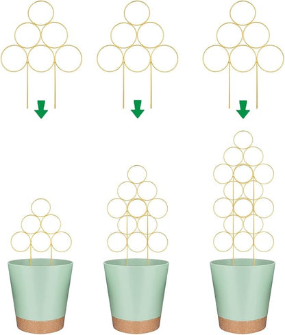 Trellis for Climbing Plants Indoor 15.7 Inch, Small Plant Trellis for Potted Plants, 3 Pack Stackable Circle Garden Houseplant Trellis for Vines