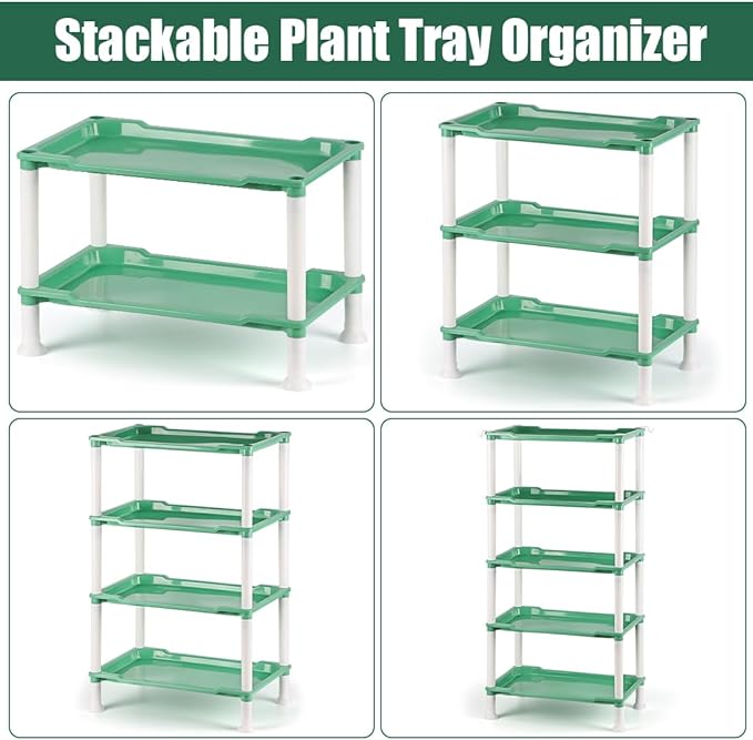 Tabletop 5-Tier Seed Starting Kit Germination Tray - Plant Stand with Grow Lights Full Spectrum Sunlike Plant Light for Indoor Plants, Greenhouse, Succulents, Seedlings Gardening