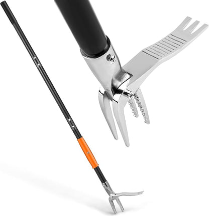 50” Weed Puller Tool, Heavy-Duty Weeder Tool with Long Handle, 4-Claw Metal Stand up Weeding Tool with Easy-Eject Mechanism for Crabgrass, Dandelion, Garden Tools for Seniors