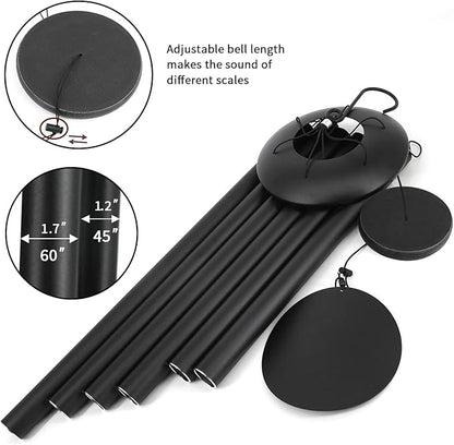 ASTARIN 60" Extra Large Wind Chimes Outside Metal WindChimes with Deep Tone, Outdoor Bass Windchimes for Patio Balcony Garden Yard Decoration,Black