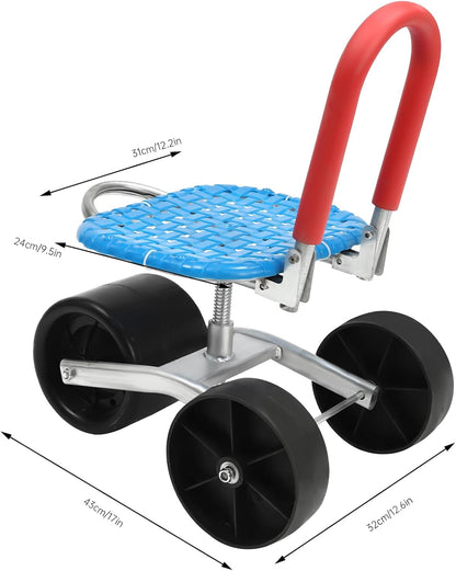 Garden Cart Rolling Stool Work Seat, 360° Rotatable 150KG / 330.69 lbs Rolling Garden Seat Gardenn Cart Rolling Bench with Wheels, for Patio Yard Orchard Farmland
