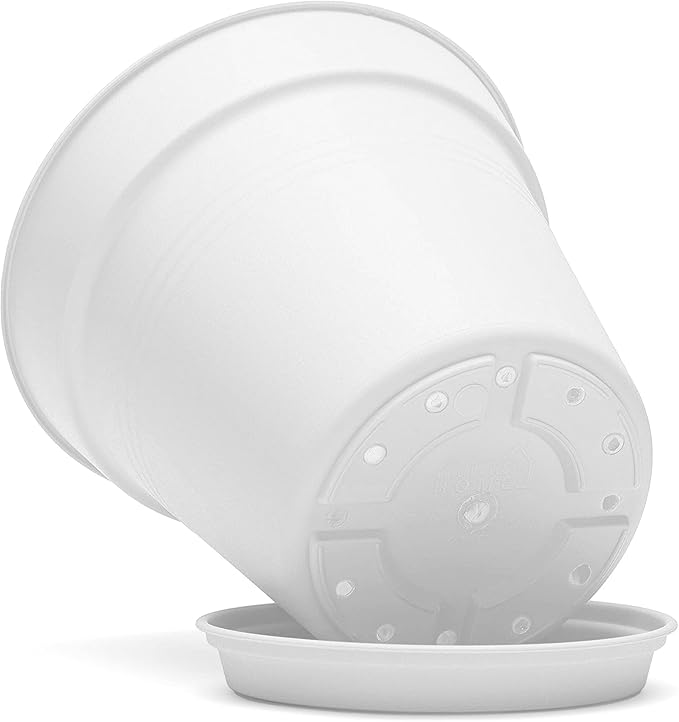 Mintra Home Garden Pots 4pk - Flowers, Herbs, Plants, Indoor, Outdoor, Colorful, Wholesale, Bulk (White, 17cm Diameter (6.6in))