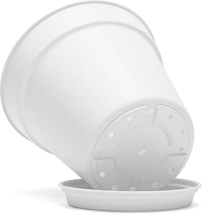 Mintra Home Garden Pots 4pk - Flowers, Herbs, Plants, Indoor, Outdoor, Colorful, Wholesale, Bulk (White, 17cm Diameter (6.6in))