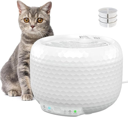 Smart Cat Water Fountain - Red Dot Award 2025 Winner, 62oz/1.8L Automatic Pet Water Fountain with Ultra Quiet Pump, Cat Water Dispenser with Two Flow Modes, Includes 3 Filters (White, ABS)