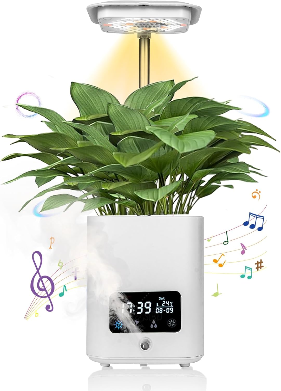 Multifunctional Intelligent Flower Pot,Indoor Desktop Green Hydroponics Planting Flowerpot with Bluetooth Speaker,Adjustable Plants LEDGrow Light,humidifier, Air Purification,Desk lamp