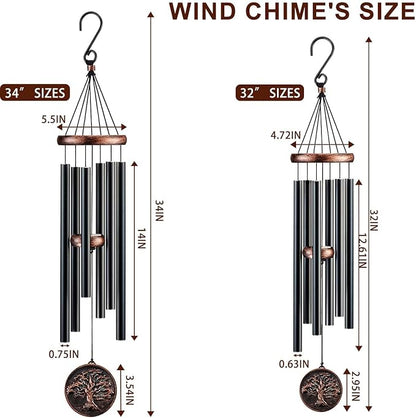 Wind Chimes for Outside, Vintage Tree of Life Deep Tone Wind Chime Outdoor Clearance, Memorial/Festivals/Birthday Gift for Mom Dad Women Grandma, Garden Porch Patio Decor (32" Tree of Life)