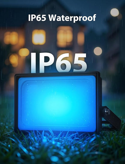 Onforu RGBW Flood Lights Outdoor Remote Control, Color Changing LED Landscape Lights, IP65 Waterproof Uplights for Events, Uplighting for Halloween Christmas Garden Yard Party, Wired 6 Pack 60W