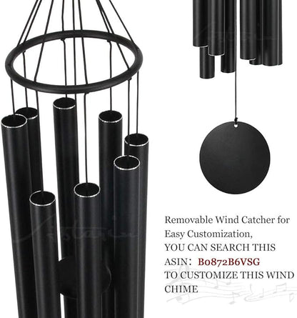 ASTARIN Large Wind Chimes for Outside(38 inch), Sympathy Wind Chimes Outdoor Clearance with 8 Aluminum Tuned Black Tubes, Memorial Wind Chimes Gift Decoration for Home, Garden,Patio,Backyard.