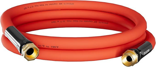 SPECILITE 3/4" Hot/Cold Short Leader Garden Water Hose 10 ft, -50℉-190℉, Flexible & Lightweight Rubber Pipes With 3/4" Brass Fittings for Yard, Outdoor, Farm, Red